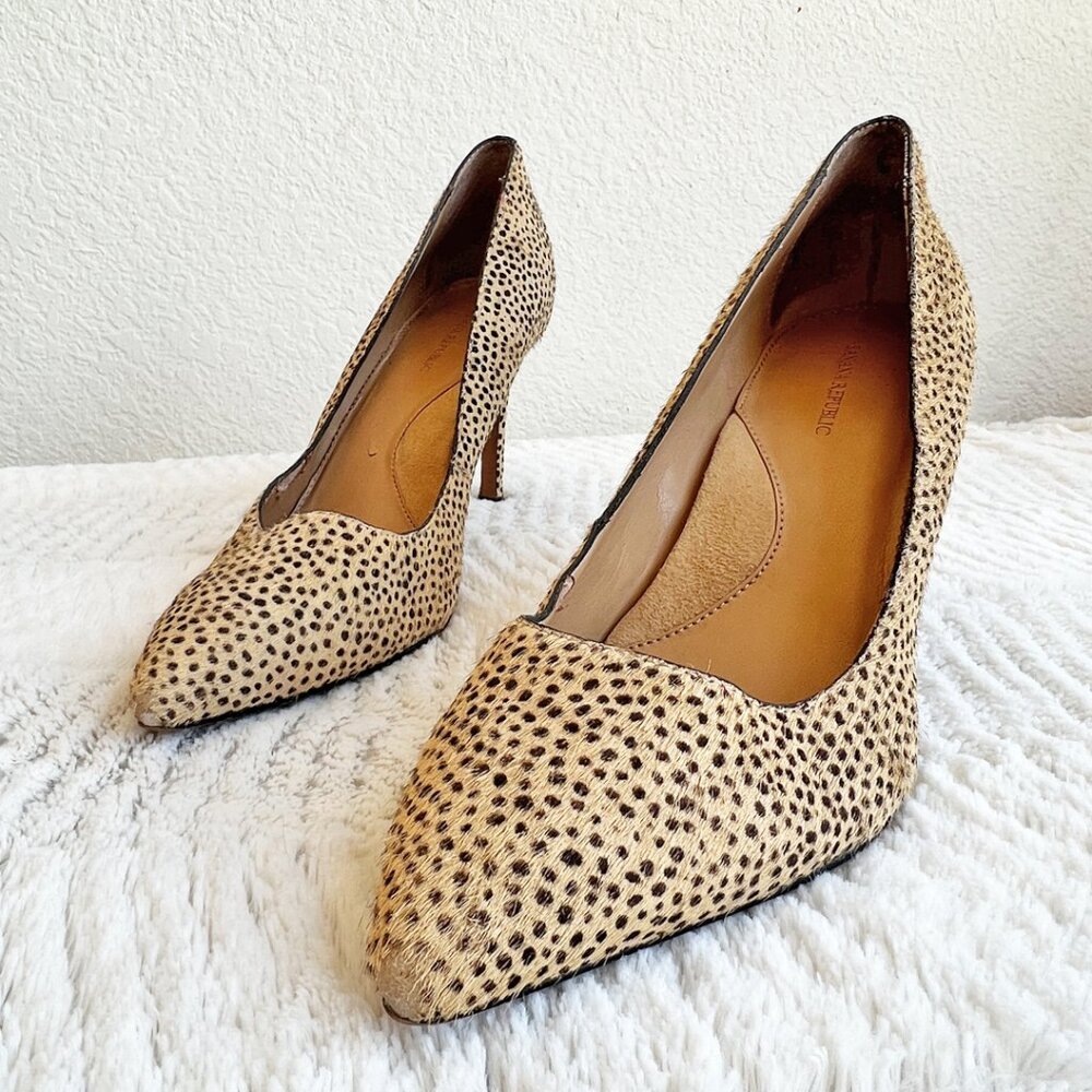 Banana Republic Calf Hair Cheetah Animal Print Heels, Size 8